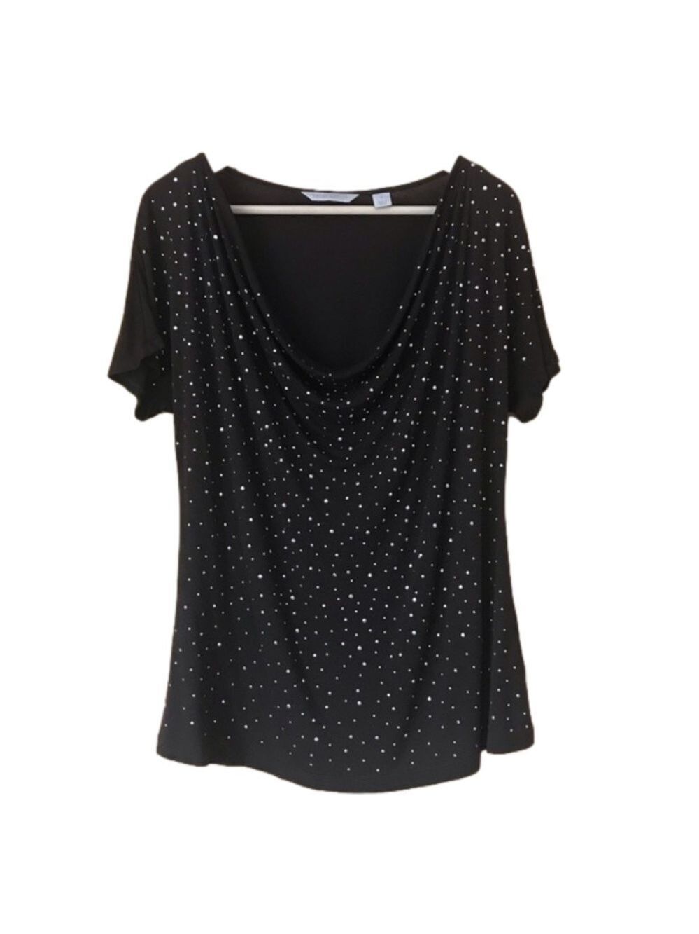 Laura Ashley bling studded drape neck top size large